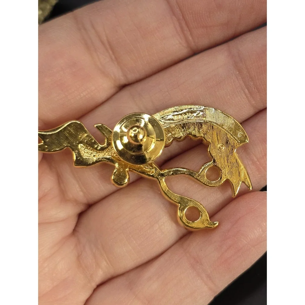 #1 Hairdresser Gemstones Scissors Gold Tone Vintage Lapel Pin